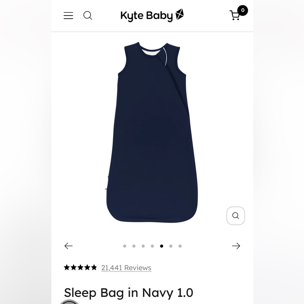 Kyte Baby Sleep Bag Sack. Navy. Size Large. 1.0 Tog